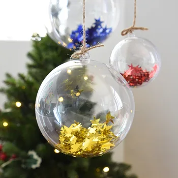 

10 Pairs 4/5/6cm Transparent Open Plastic Christmas Decorations Ball Clear Bauble Ornament Gift Present Box Decoration