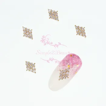 

100pcs/Lot Rhombus Shape Micro Pave Clear Crystal Zircon Alloy Charms Luxury Nail Art Manicure Jewelry Craft Design Decorations
