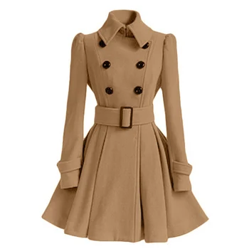 

Winter Women Coat Long Slim Casual Warm Lapel Outerwear Jacket Windbreaker