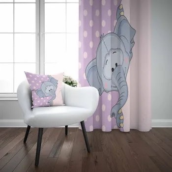 

Else Purple Floor Pink Dots Gray Elephants Animals 3d Print Kids Baby Children Window Panel Set Curtain Combine Gift Pillow Case