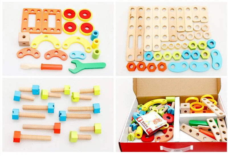 Деревянные гайки и болты набор инструментов строительные комбинации формы изменены автомобиль грузовик творческие ранние кубики для обучения игрушки