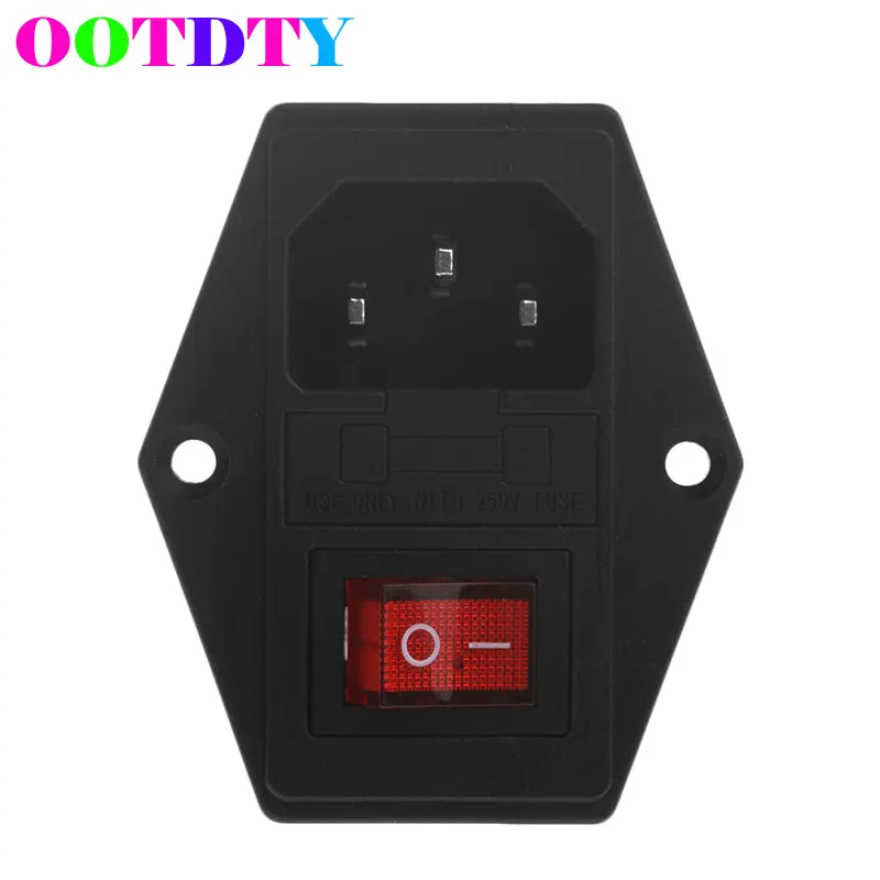 

10A 250V 3 Pin IEC320 C14 AC Inlet Male Plug Power Socket With Fuse Switch