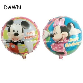 

50pcs/lot 18inch round Mickey Minnie balloon birthday happy party decorated aluminum film balloon cartoon cartoon image balloon