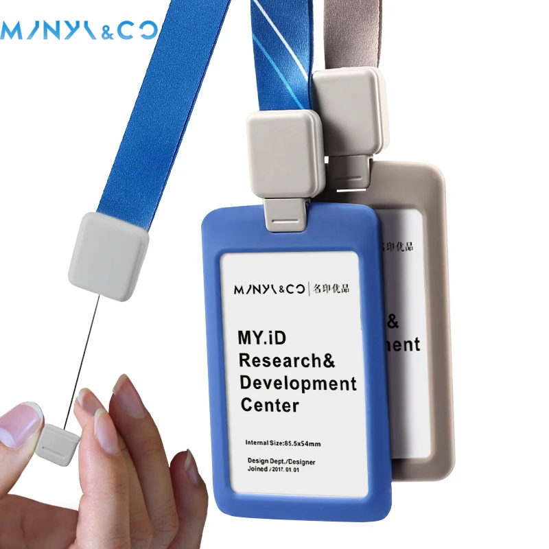 

LOGO Custom Candy Color Silica Gel Material ID Card Badge Holder With 20mm Polyester Retractable Lanyard, School Office Supplies