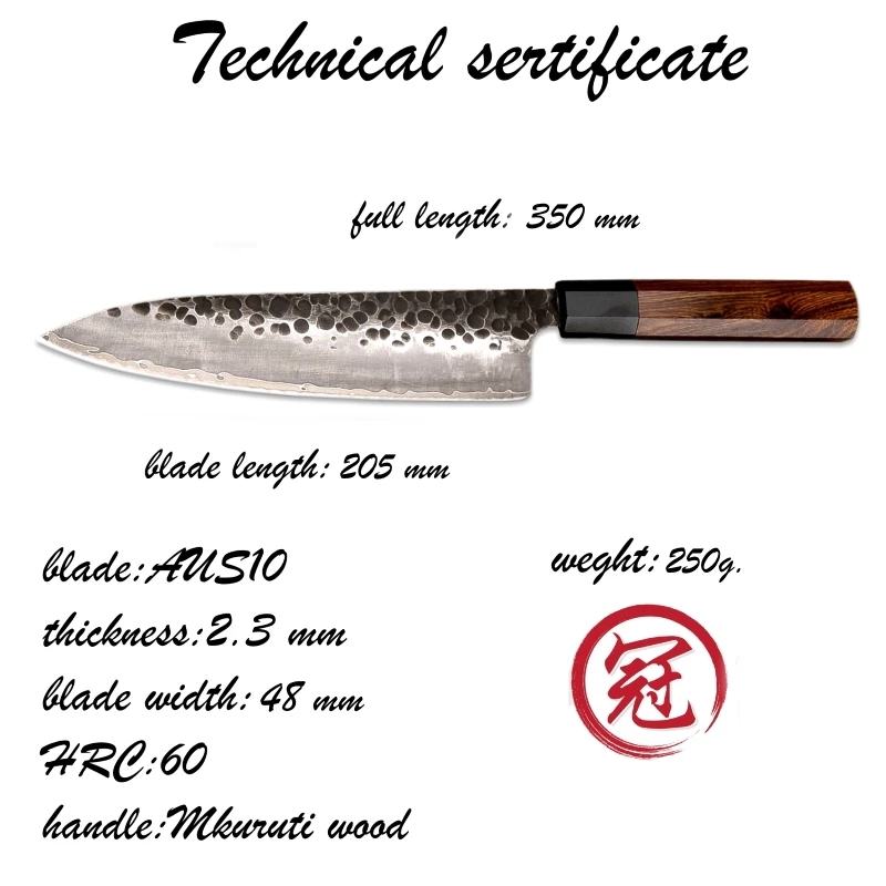  Handmade Kitchen Knives 8 inch Chef Knife Japanese AUS10 High Carbon Steel ECO Friendly Cooking Too - 32984358070