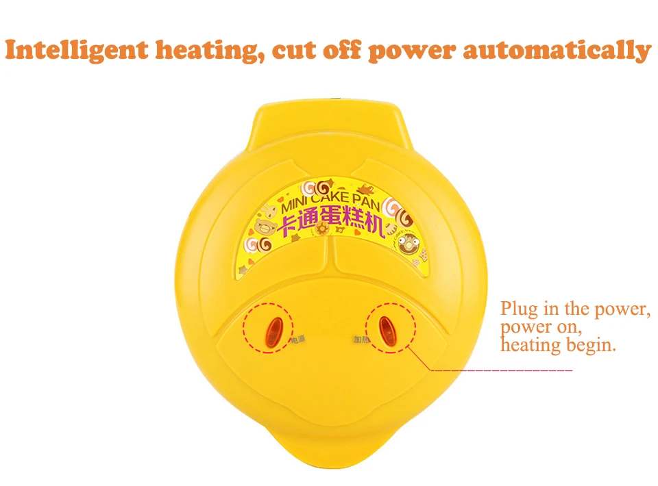 Мини электрическая вафельница, блинная машина, портативная Милая мультяшная форма для торта, антипригарные инструменты для выпечки хлеба, завтрака, 220 В