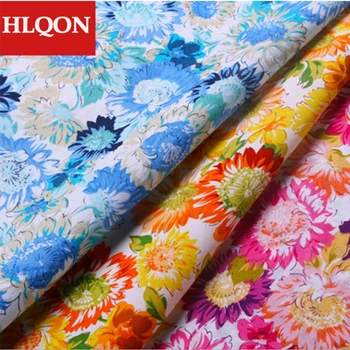 

High quality 100% cotton printed sateen sunflower fabric used for Quilting sewing dress women clothing skirt hat by 100x150cm