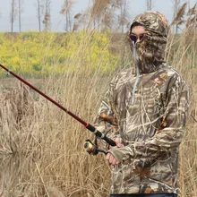 Летняя Рыбалка Анти Москитная с капюшоном быстросохнущие дышащие топы мужские уличные фотографии Birdwatch Bionic Камуфляж Солнцезащитная рубашка