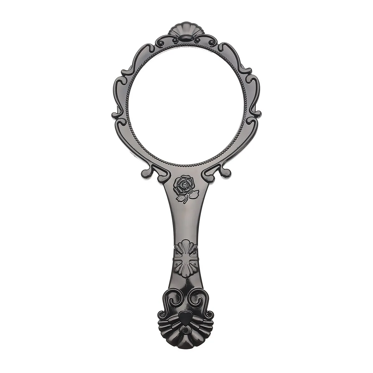 1 Piece Besar Hitam Putih Plastik Tangan Cermin Antik Floral Rose