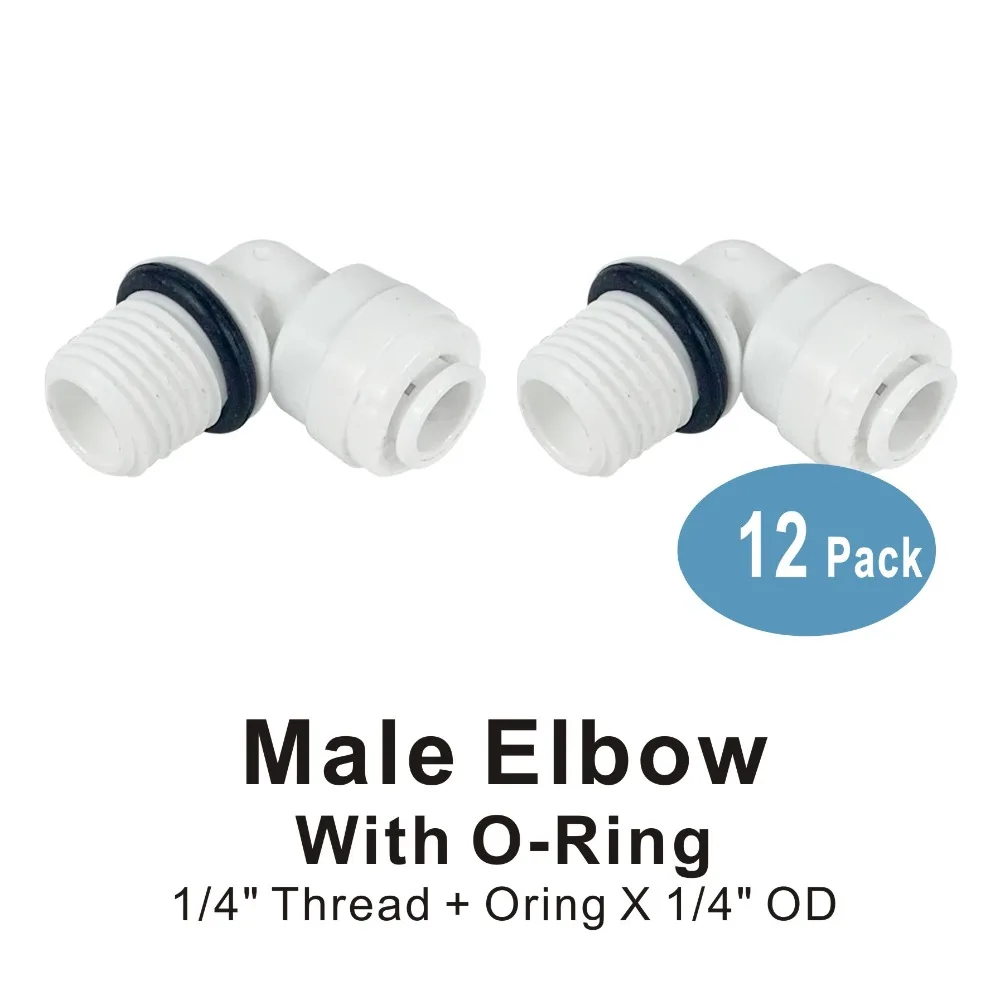 Male Elbow Connector 1/4" Thread x 1/4" OD Quick Connect Fitting Parts