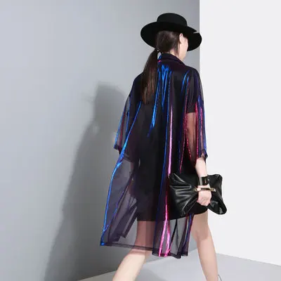 remarkable  New come  See Through Laser Symphony Sunscreen Jersey Jacket Clear Jacket Iridescent Rainbow Hologr