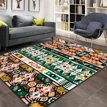 Зеленый оранжевый ацтекский Ретро этнический геометрический 3d принт Нескользящая микрофибра Гостиная декоративный современный моющийся коврик