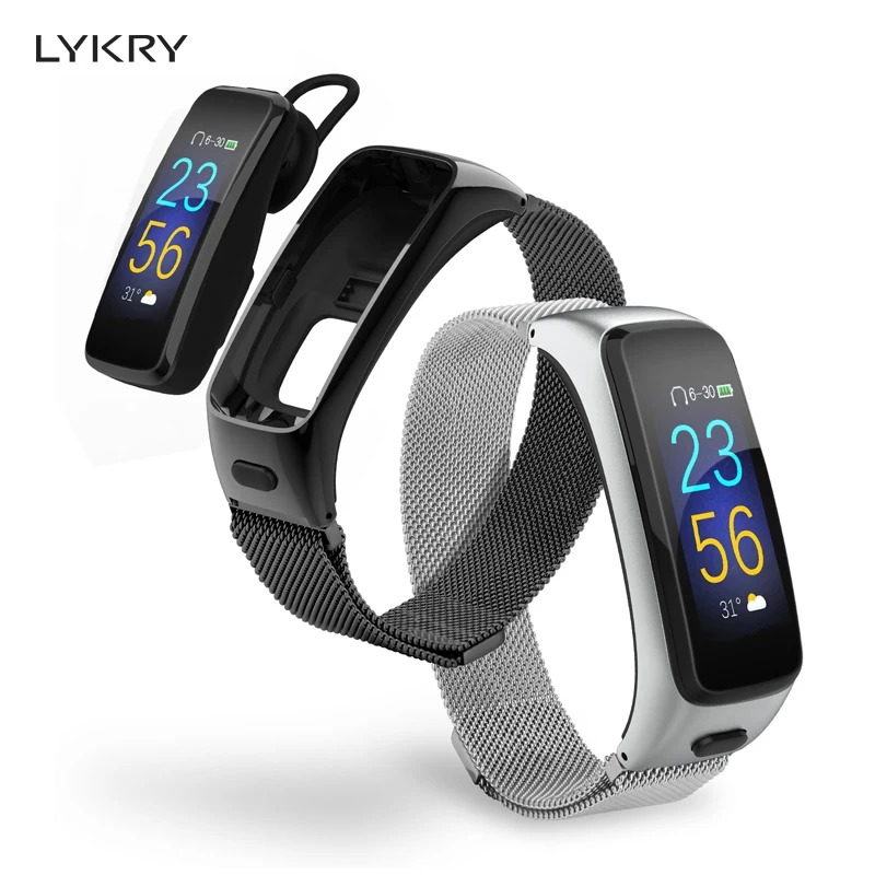 

LYKRY 2019 New Bluetooth Earphone Smart Talk Bracelet Band Fitness Tracker Heart Rate Blood Pressure Oxygen With Talking Watch