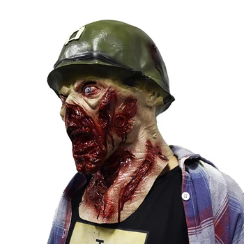 

halloween Latex Zombie Soldier Army Captain Lester Mask Movie Full Overhead Halloween Costume Accessory