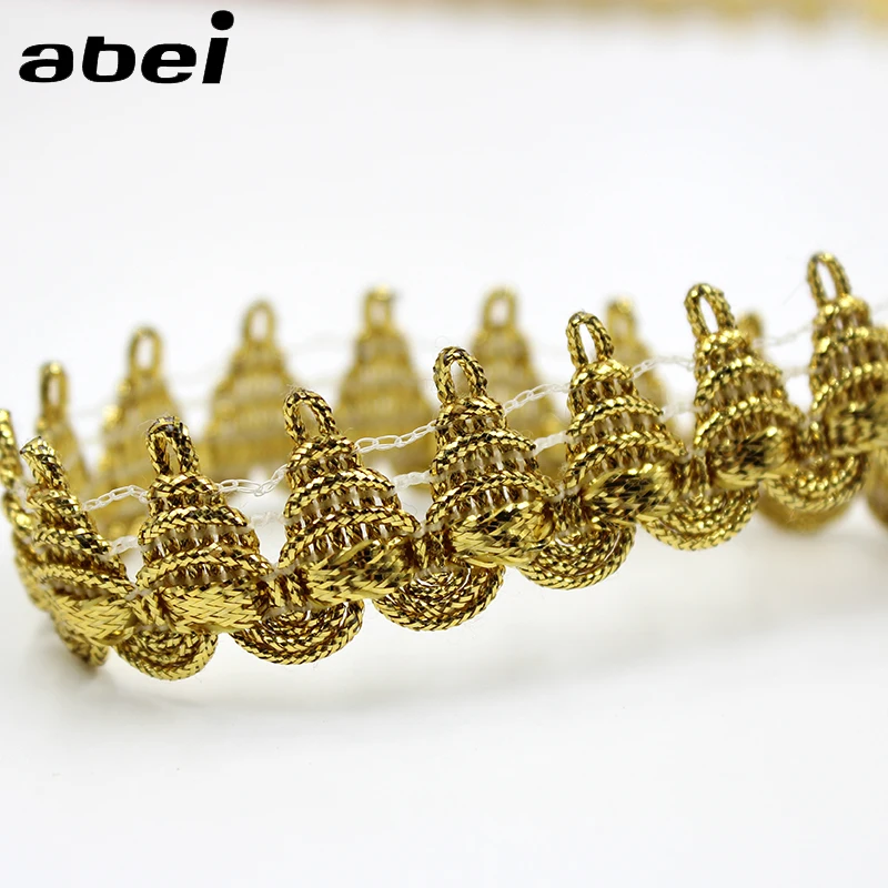 1.7cm Crocheted Gold Lace Trimming Ribbon Tape diy Wedding Cosplay Clothes Sewing fabric Handmade Headwear Ornaments 10Yards/lot lace ribbon lace sewing supplies lace sewing accessories lace garment accessories lace hair accessories lace decoration lace accessories