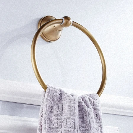 Бронзовые аксессуары для ванной комнаты, держатель для туалетной бумаги, вешалка для полотенец, крючок для халата, набор оборудования, настенный душ, античный латунный комплект - Цвет: Towel Ring