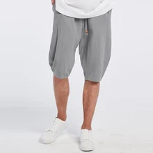 INCERUN летние мужские шорты из хлопчатобуманой ткани "канифас" свободные эластичные талии повседневные Haren до колена Одежда шорты пляжные шорты мужские