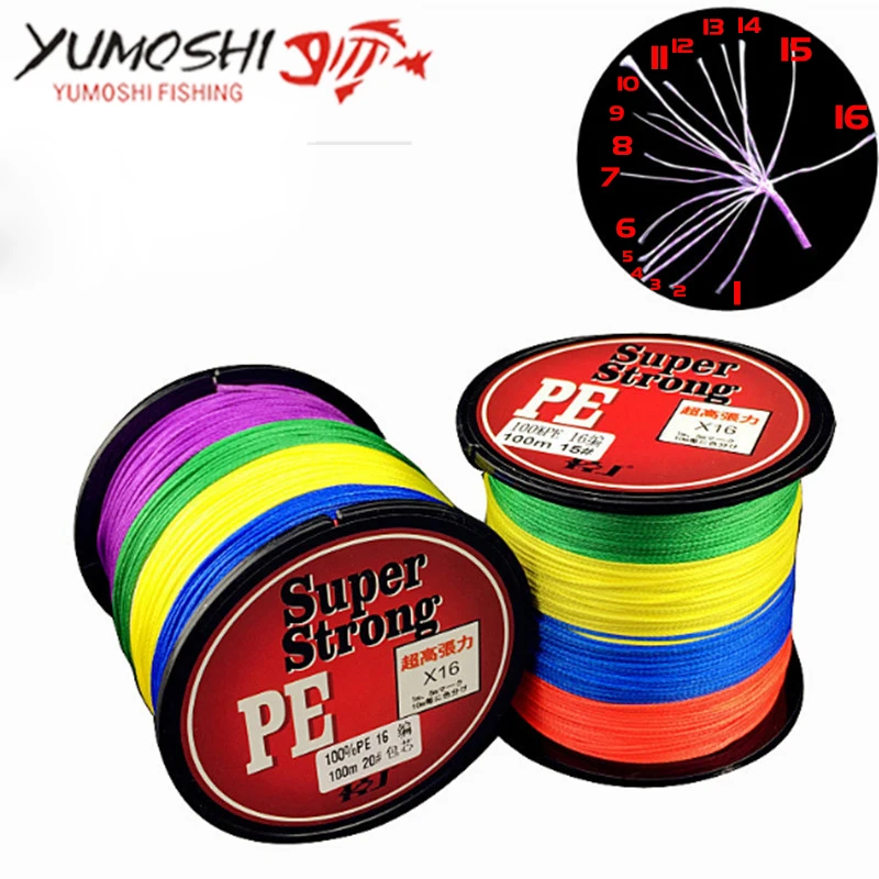 2018 YUMOSHI Фирменная полиэтиленовая 16-жильная плетеная рыболовная леска 100 м 59LB-136LB