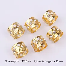 50 шт Золотые стразы волосы Dread косы бусины для дредов регулируемые оплетки манжеты клип сердце форма средство для наращивания волос ювелирные изделия 13 мм