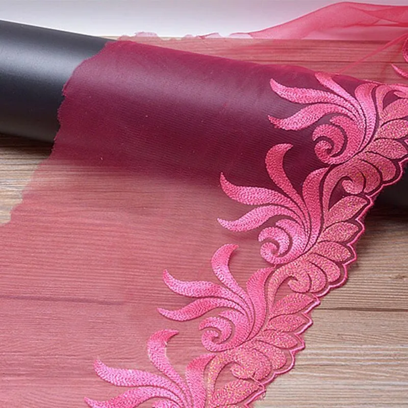 1 ярд новая вышивка павлин дизайн Чистая кружевная ткань Tissu Costura сетка тюль гипюр шнур кружева шитье DIY кукла ткань красный
