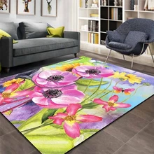 Else розовый фиолетовый большие цветы Цветочные акварельные 3d принт нескользящие микрофибры гостиной декоративные современные моющиеся области коврик
