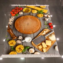 Еще красный помидор макароны стол для завтрака 3d принт, микроволокно Противоскользящий задний моющийся декоративный кухонный ковер