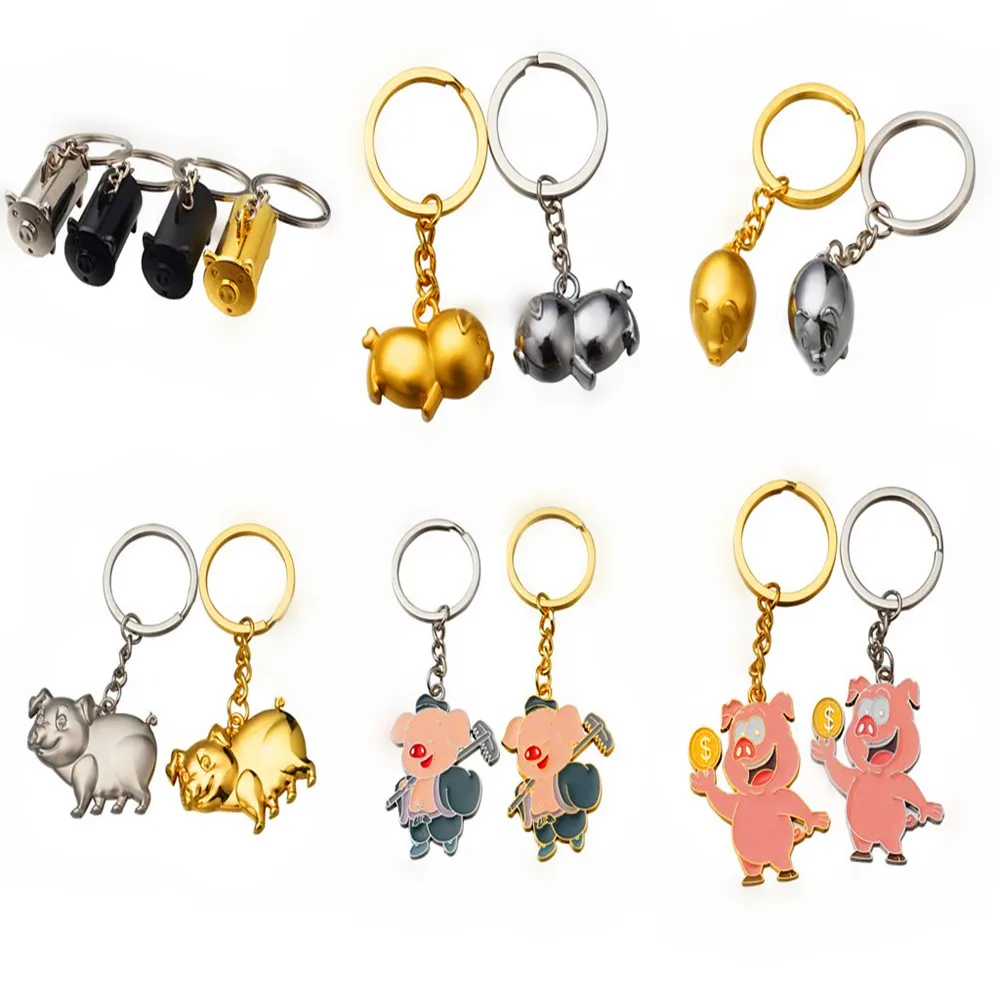 1 Pcs Lovely Mini Pig Keychain Lovers Keychain Metal Zinc Alloy Pig