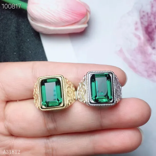  US $31.00 KJJEAXCMY jewelry Silver inlaid Natural Green Crystal Beryl 