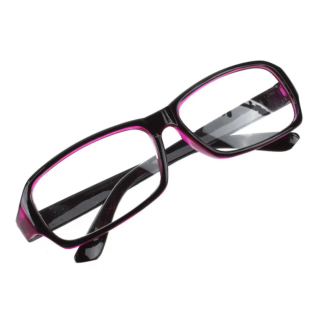 Plastic Full Rim Frame Clear Lens Glasses Spectacles Black Purple for Women Man