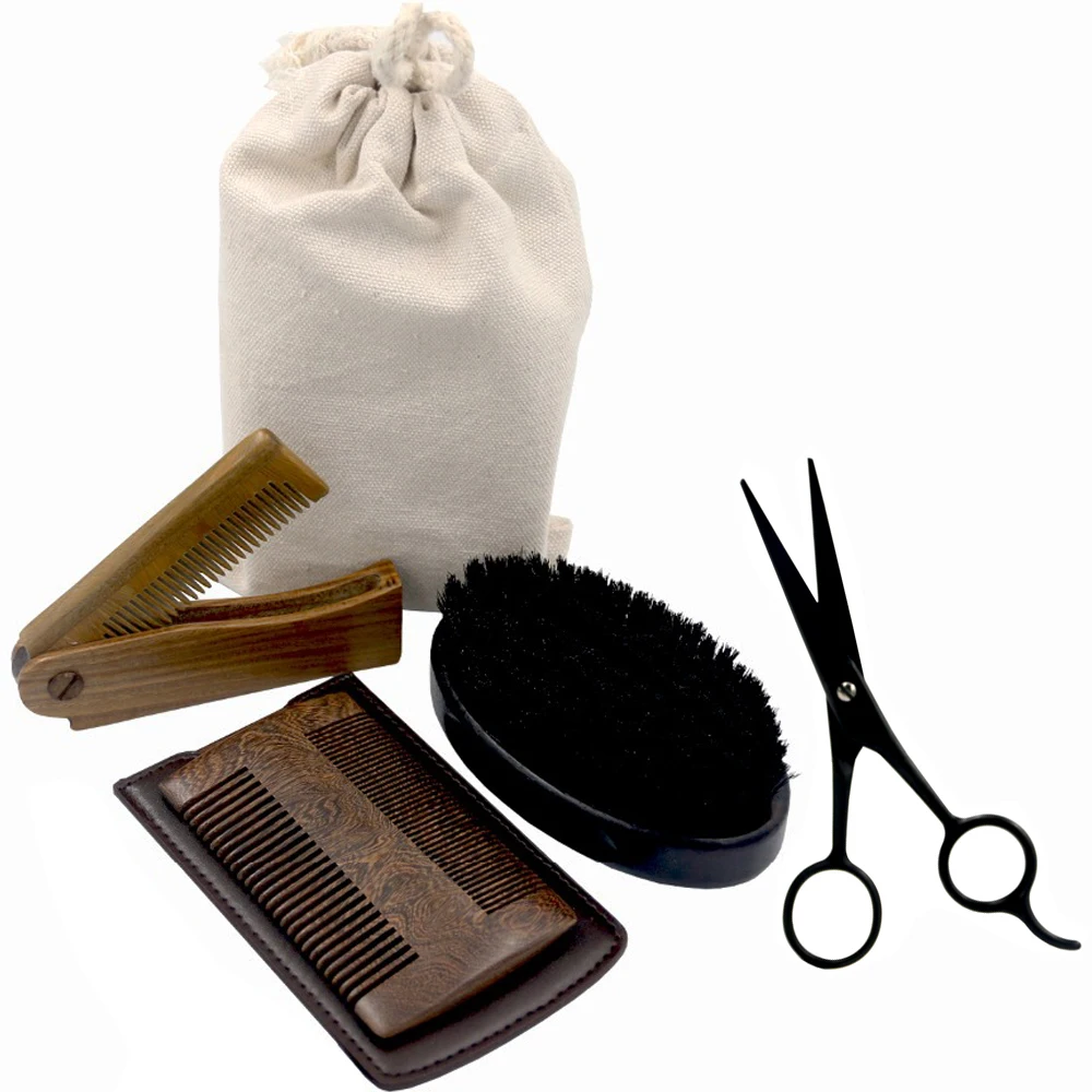 

New Arrival Beard Grooming & Trimming Kit for Men Care - Beard Brush Beard Comb Barber Scissors for Styling Shaping & Growth