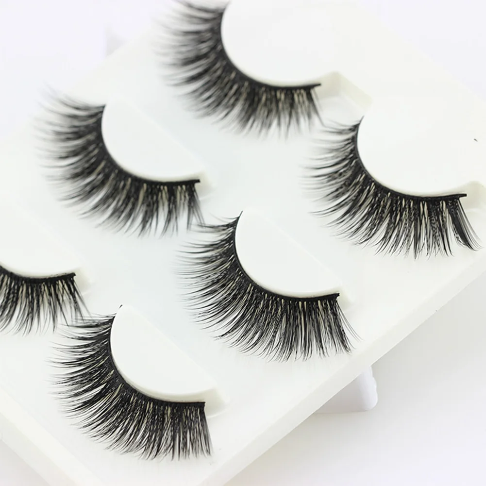 3 Pairs Makeup 3D Natural Soft Handmade Thick Long Cross False Fake Eyelashes | Красота и здоровье