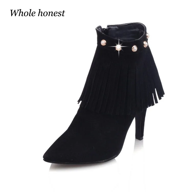 2018 Bota Feminina Real Special Offer Winter Thin Heels 0-3cm Solid Pointed Toe Ankle Rubber Boots Botas Mujer Boot Heel Bare | Обувь