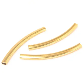 

100 PCS 60mm Length Metal Copper Square Curved Tube Beads For Jewelry Making