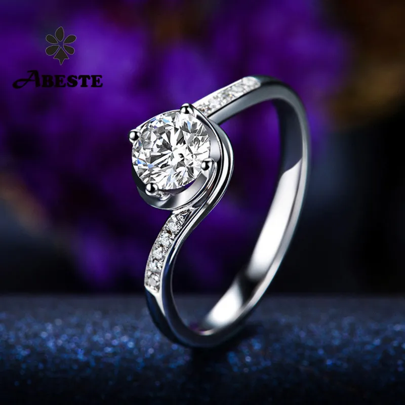 ANI 18 К Белый/розовое/желтое золото (AU750) обручение Ring 0,4 CT Certified я/SI круглая огранка натуральным Diamond Для женщин свадебные anelli