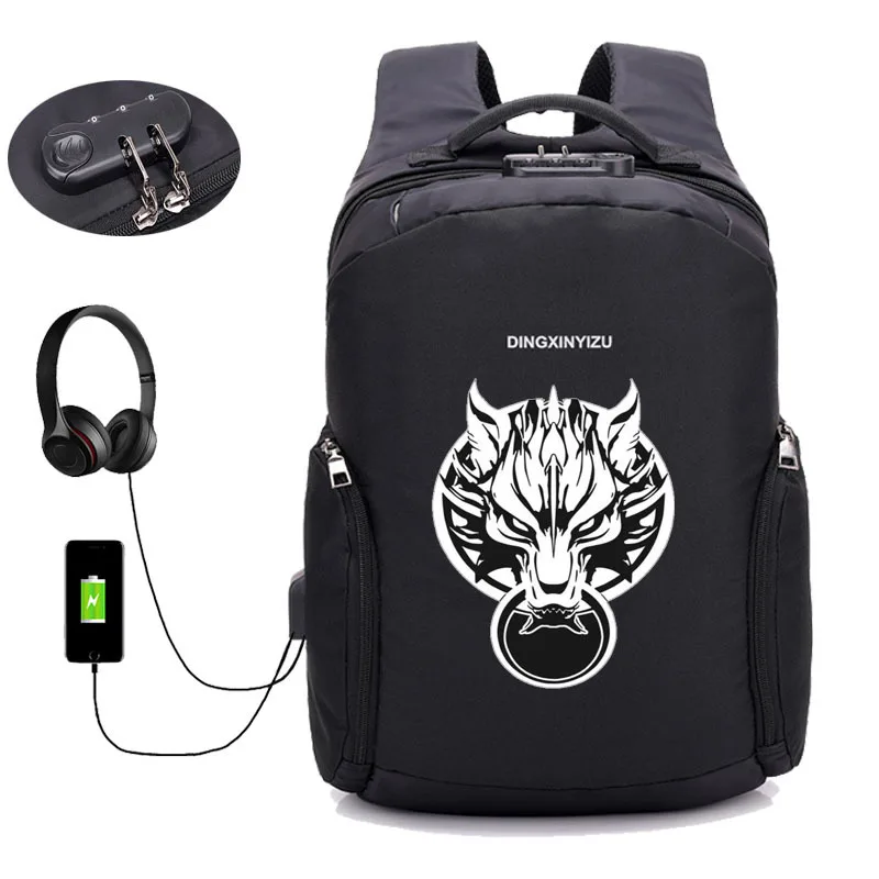 

Game Final Fantasy backpack USB Charge Anti Theft Notebook Backpack student book School Bags Teenage Male Laptop travel package