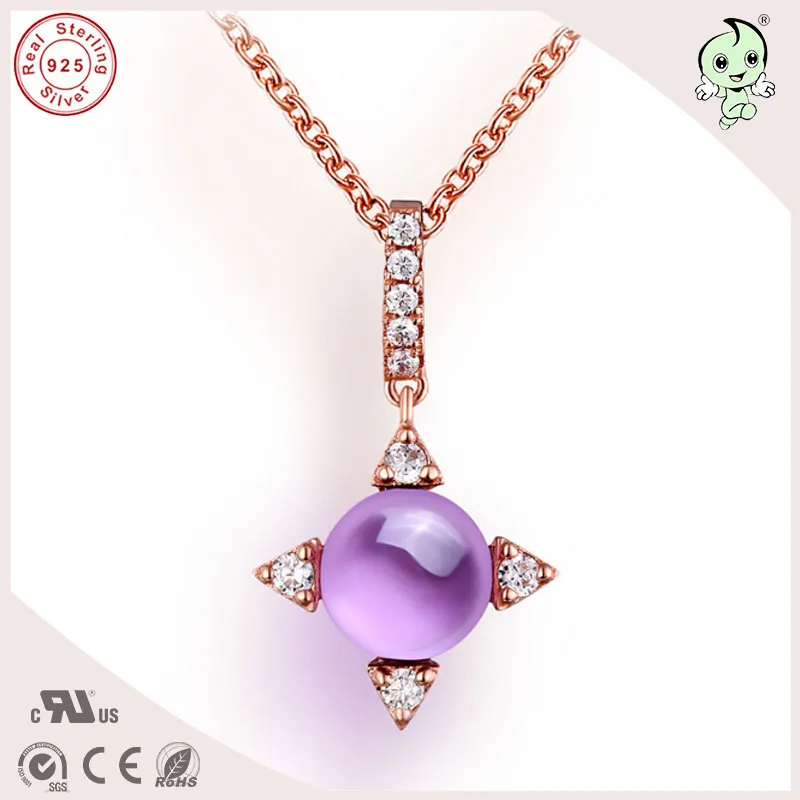 

Fashionable Lucky Stone Pink Gold 925 Authentic Silver Lucky Pendant