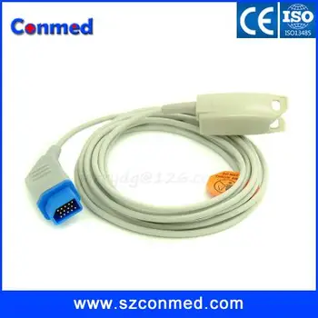 

10pcs/lot Compatible New Reusable Nihon Kohden spo2 sensor for adut finger clip 14pin/3m with CE approved.TPU cable