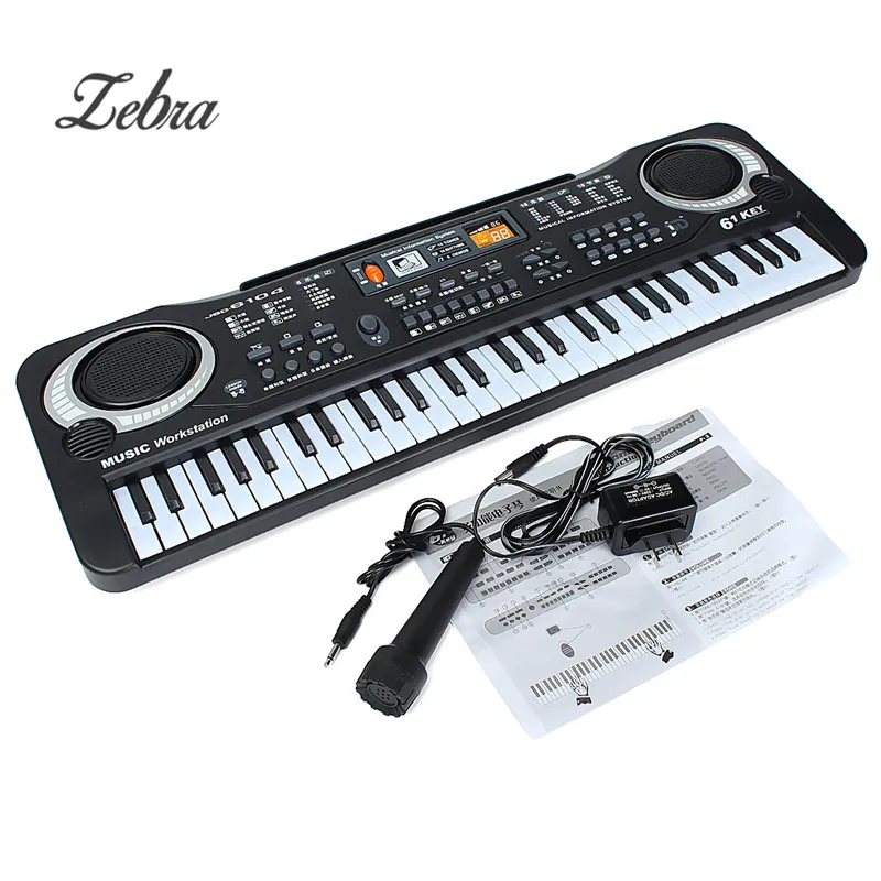 

Black 61 Keys Music Electronic Keyboard Key Board Kids Gift Electric Piano Gift With Mini Microphone For Child Kid Musical Organ