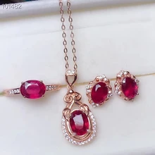 KJJEAXCMY бутик ювелирных изделий 925 чистого серебра инкрустированные натуральный рубин кулон ожерелье кольцо уха ногтей набор поддержка обнаружения
