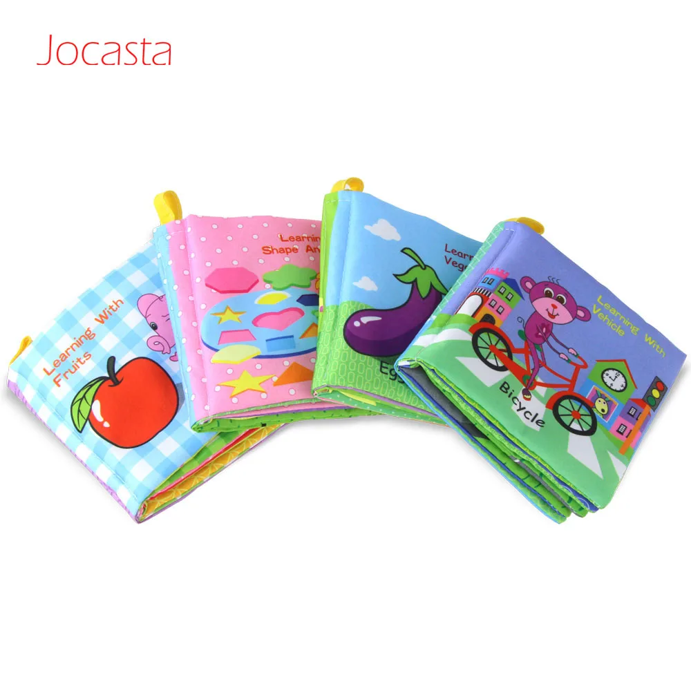 

Colorful Cartoon Baby Book Rustle Sound infant toys Car Vegetables Fruit Soft Cloth Books Gift Cognition Learning Book for Kids]
