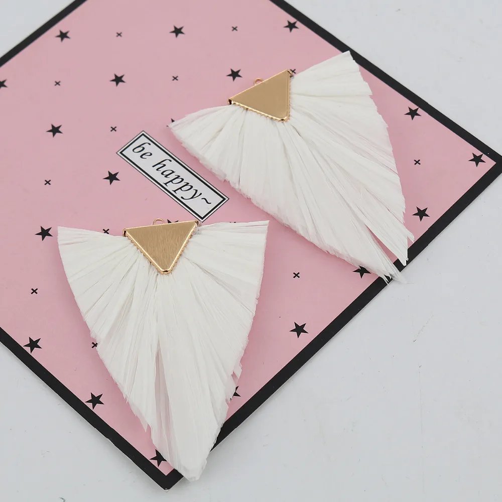 Doreen Box Подвески с кисточками из рафии геометрический треугольник золотой цвет DIY