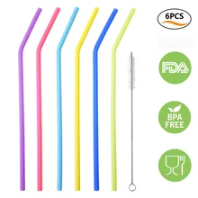 Uarter BPA свободный экологический многоразовый соломинки набор складной Прямой силиконовый пластиковый соломинки с чистящей щеткой