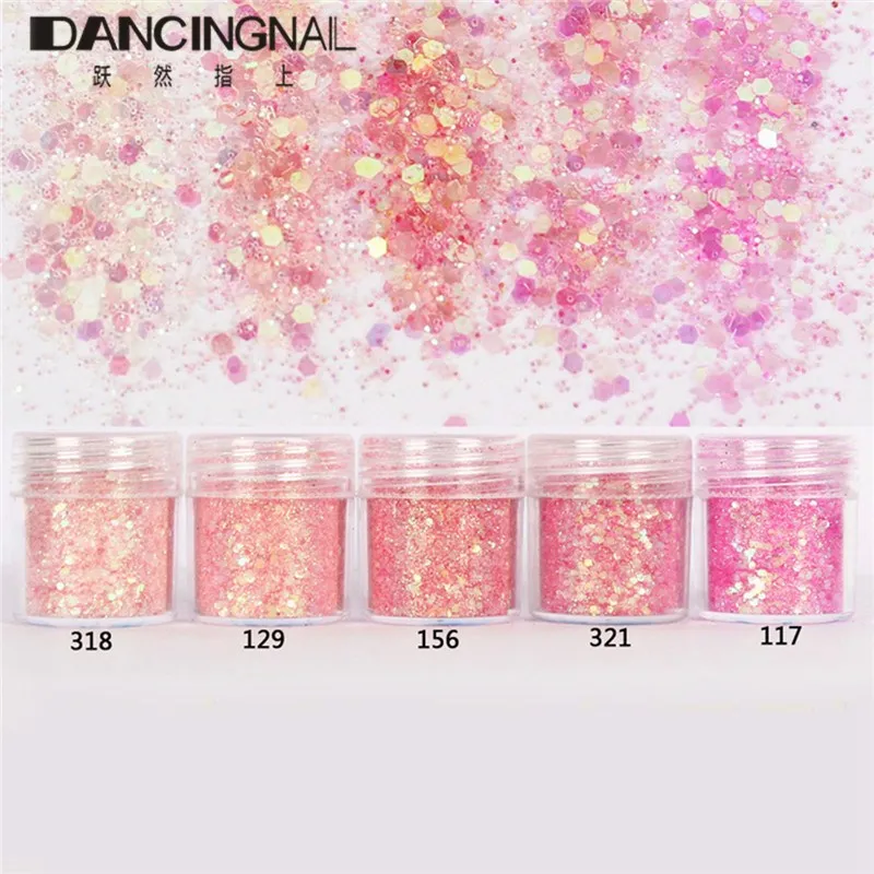 5box 10ml Pink Iridescent Nail Art Glitter Powder Sheet 1mm Sequins