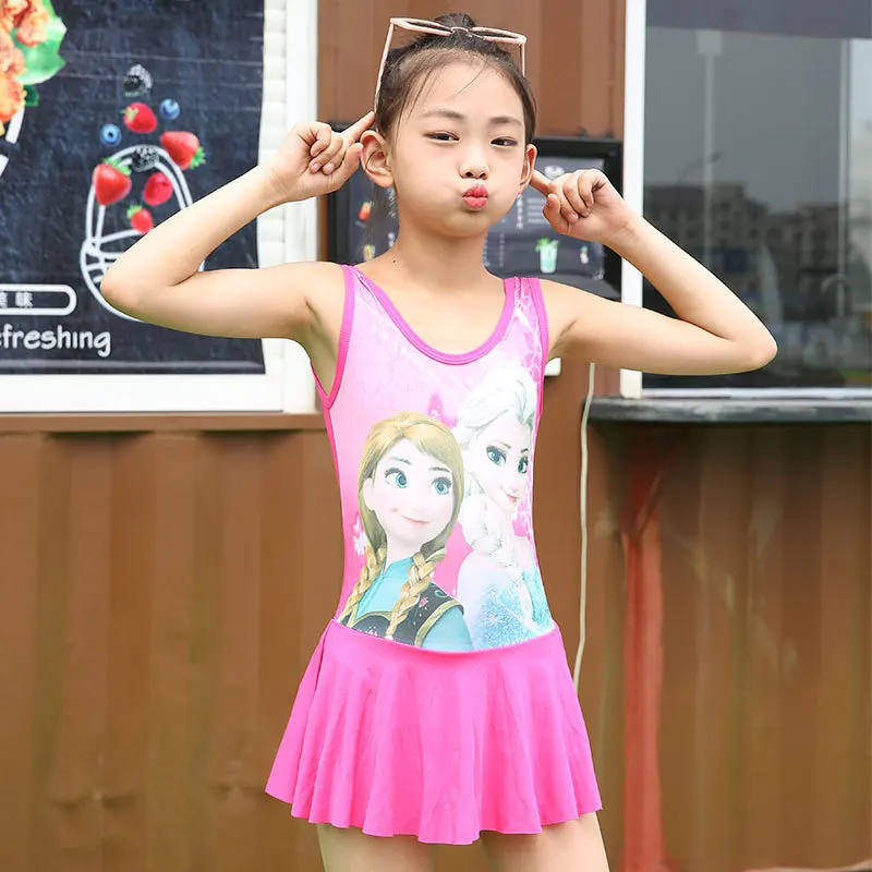 

New 2019 Girls swimwear one-piece Kids swimwear swimming suit for girls Elsa Style Kids Beach Wear Bathing Suit SW654