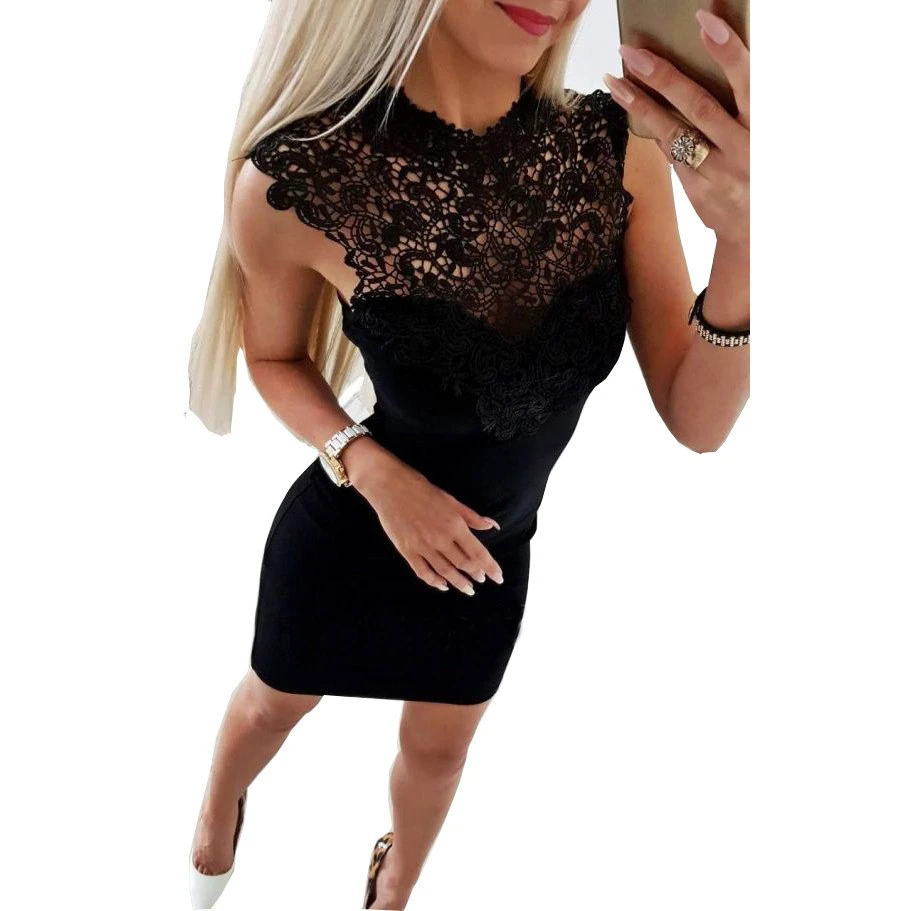 Vestidos de mujer de verano de 2018 Casual Bodycon vestidos de fiesta blanco y negro Sexy Club Slim de encaje Mini Vestido|Vestidos| - AliExpress