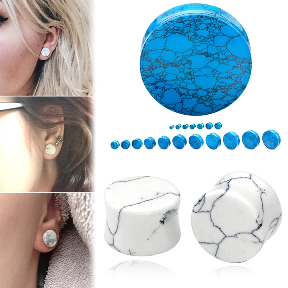 1 Pair Stone Ear Plugs Tunnel Ear Expander Body Piercing Jewelry Gift