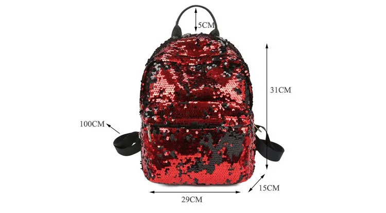 MJ Sequin Backpack Women Fashion Sequined PU Leather Backpack Travel Bag Female Shining Daypack for Teenage Girls (34)
