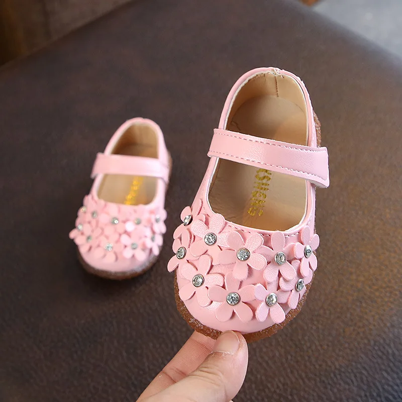 

fashion Flower Girls Shoes Spring Autumn Princess PU Leather Shoes Cute Baby For 1-3 Ages kids Toddler Shoes Pink red white