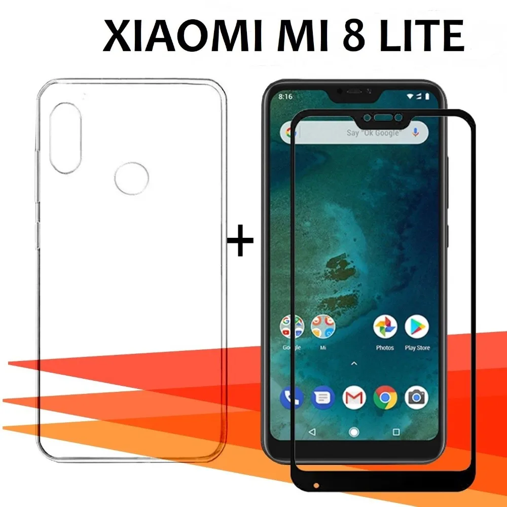 Pack Funda transparente+ Protector Cristal vidrio templado completo Full Glue Compatible con XM MI 8 LITE Envio desde Sevilla | Мобильные