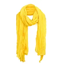 NEW Femme Detail Fronce Semi Transparent Echarpe Douce Casual Simple - Jaune